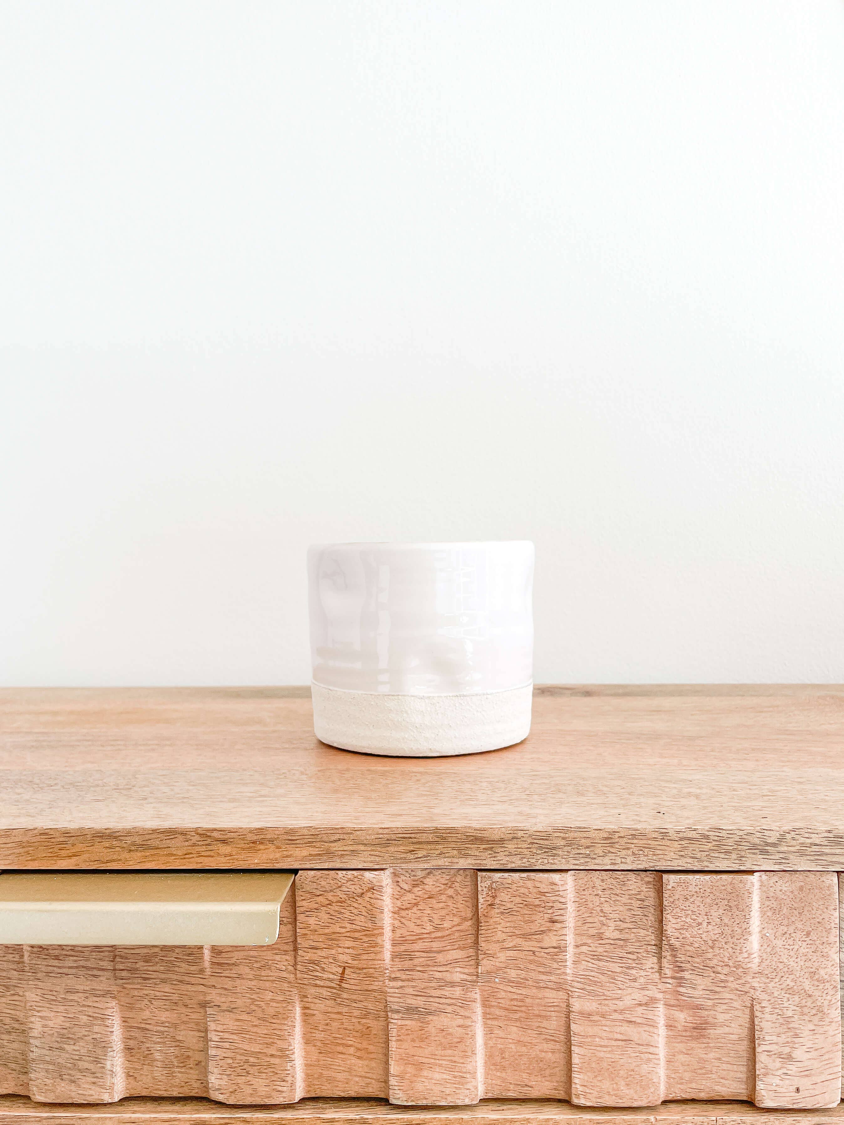 Ivy Ceramic Planter Pots, Glossy White Planters: Small 3"