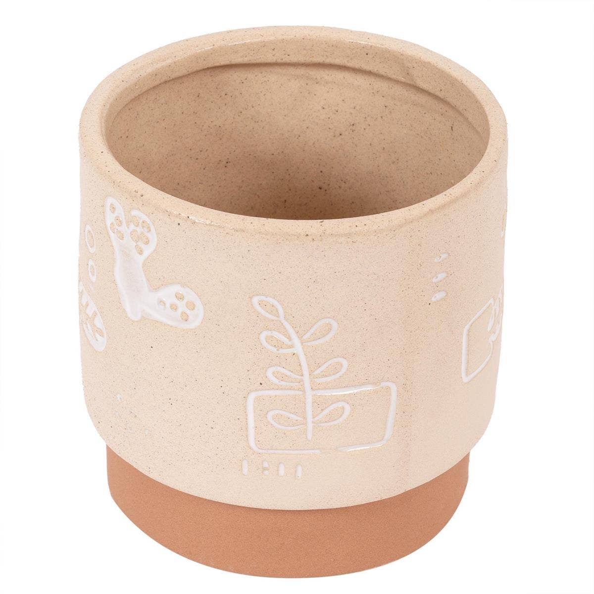Truu Design Etched Symbols Planter,4.25"D x 4"H