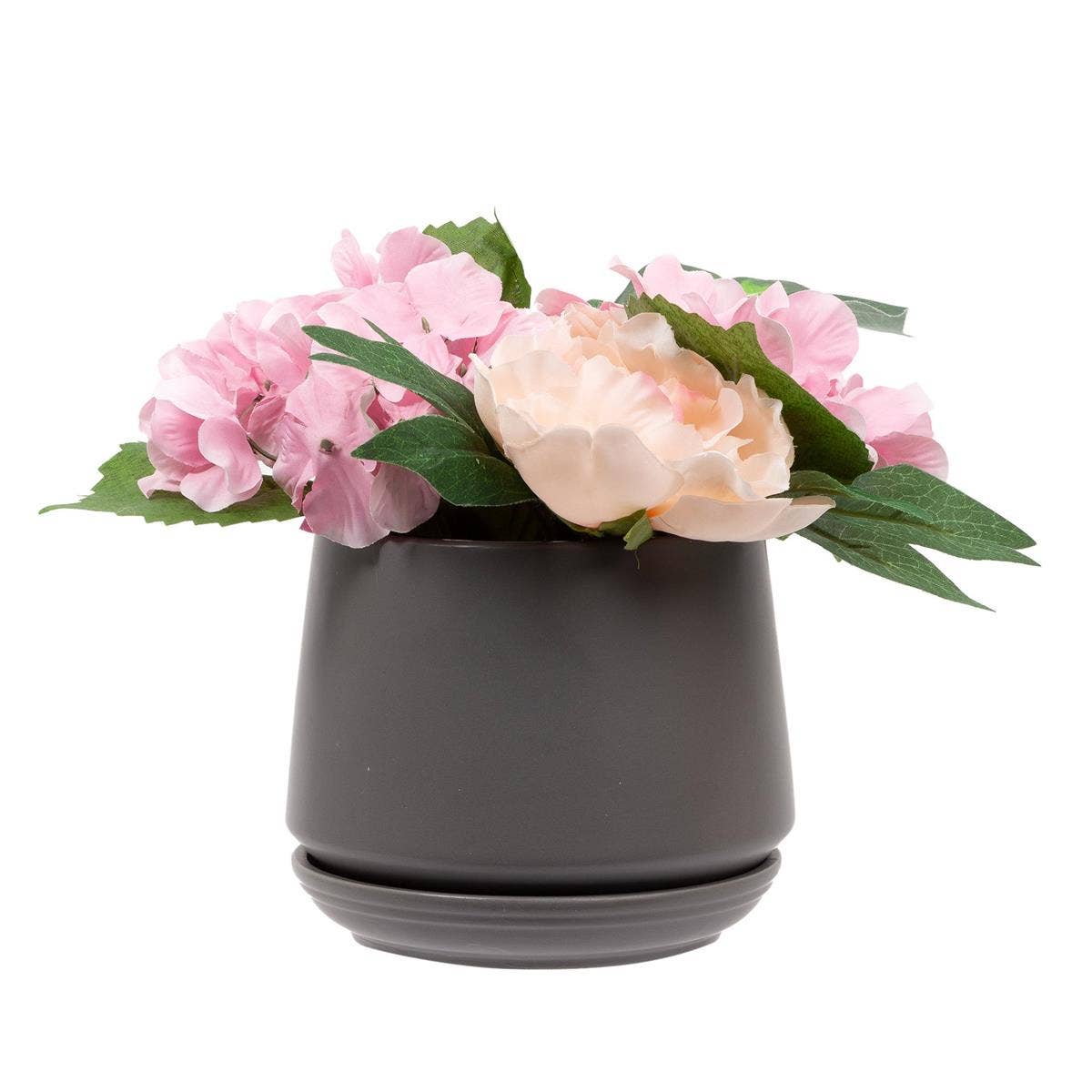 Truu Design Matte Ceramic Planter with Saucer 5.9": White