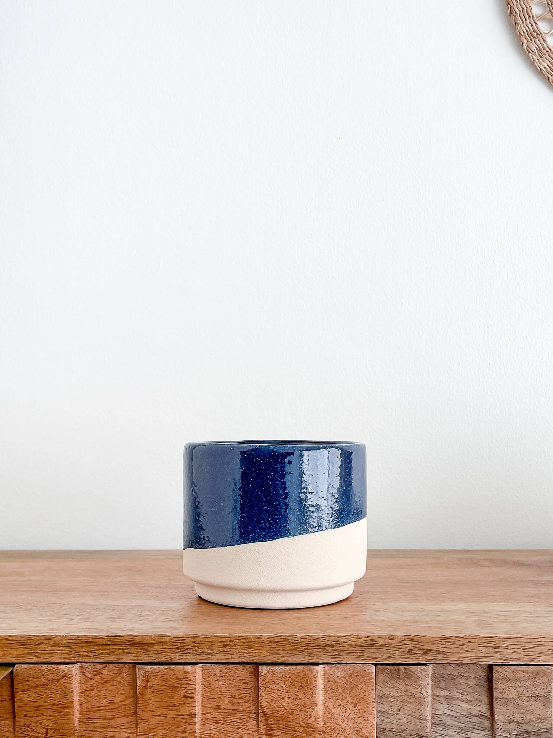 Azura Ceramic Planter Pots, Glossy Blue Color Planters: Medium 5"