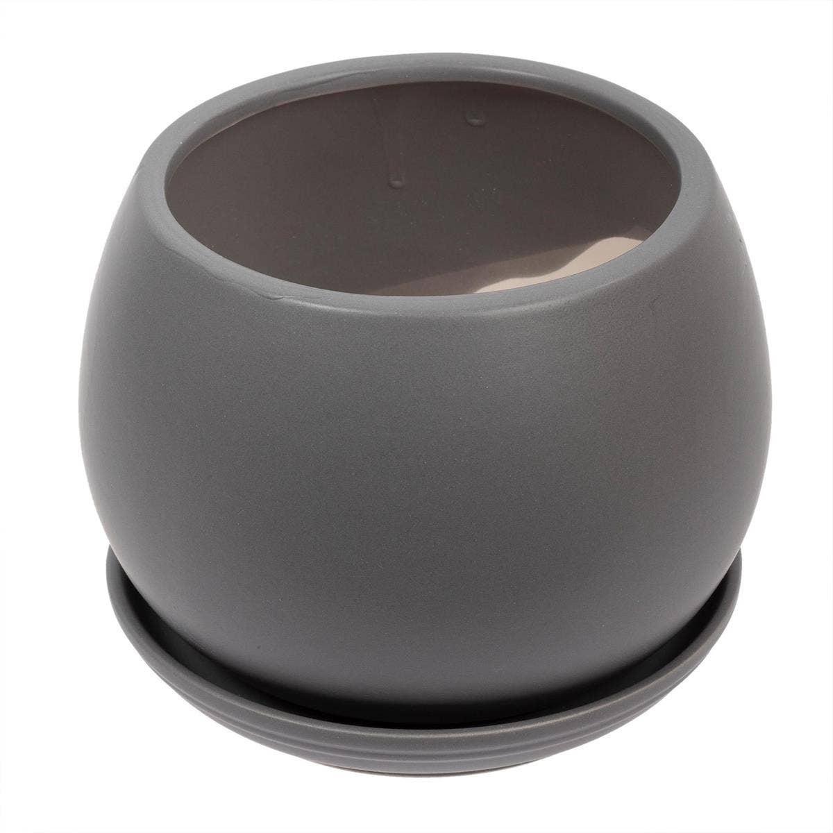 Truu Design Matte Ceramic Planter 6"D: Black