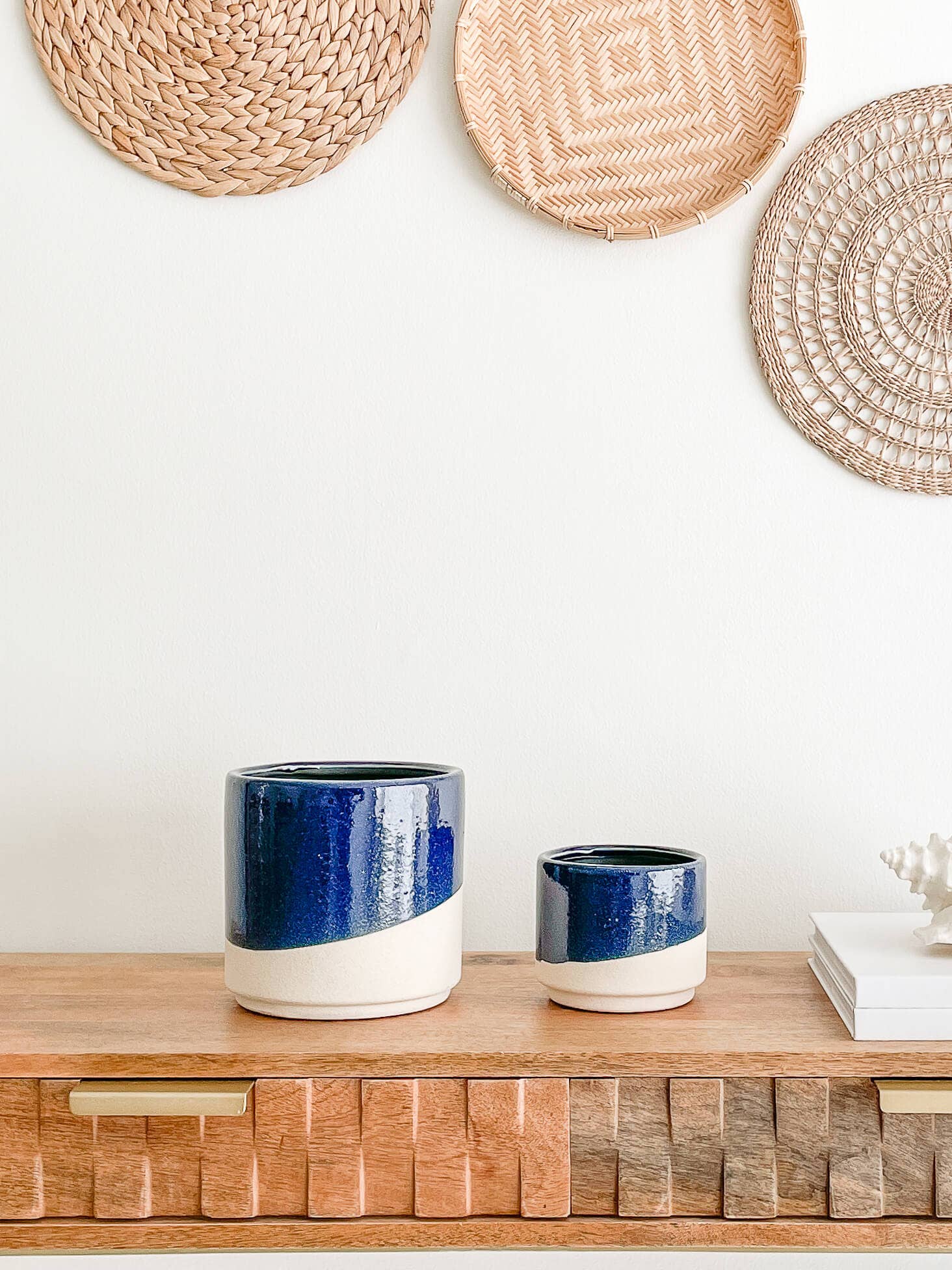 Azura Ceramic Planter Pots, Glossy Blue Color Planters: Medium 5"