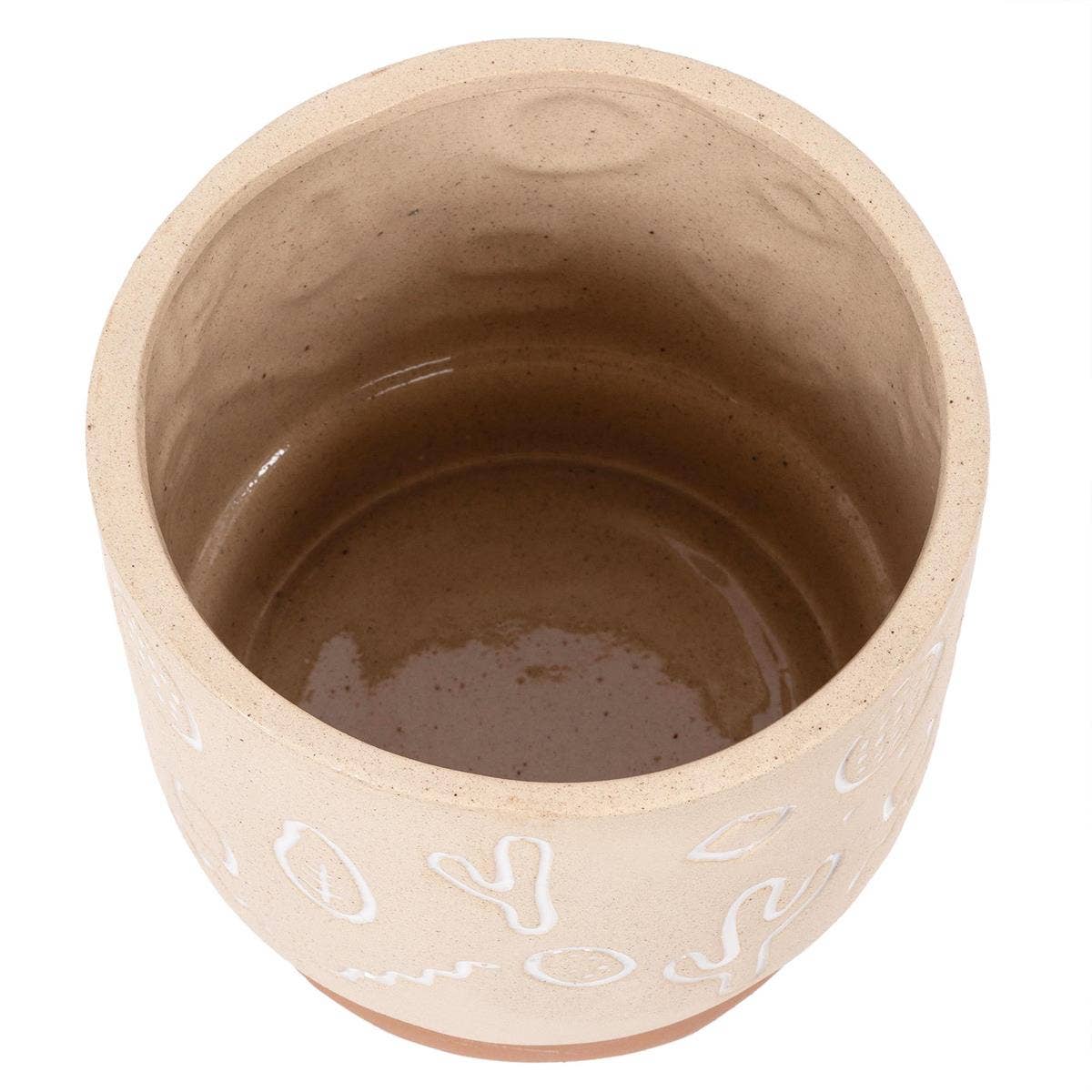 Truu Design Etched Symbols Planter, 5.25"D x 4.75"H