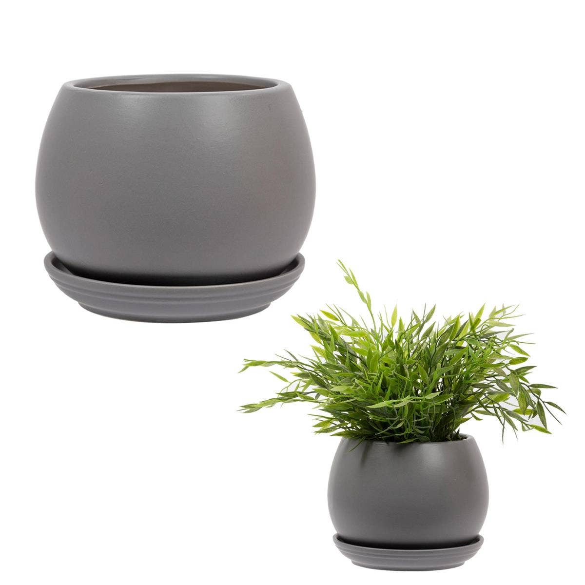 Truu Design Matte Ceramic Planter 6"D: White