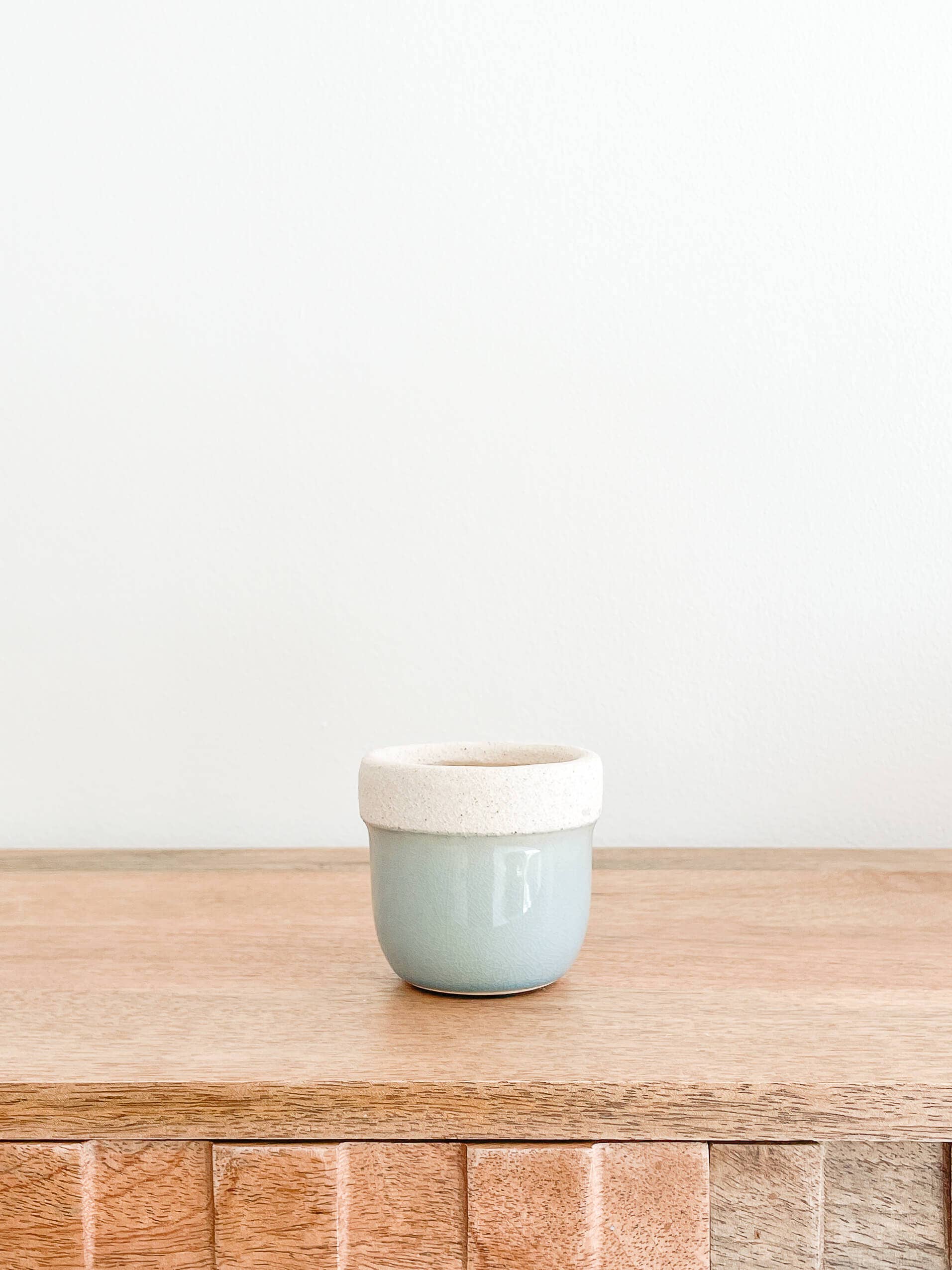 Amalfi Ceramic Planter Pots, Turquoise and White Color: Medium 5"