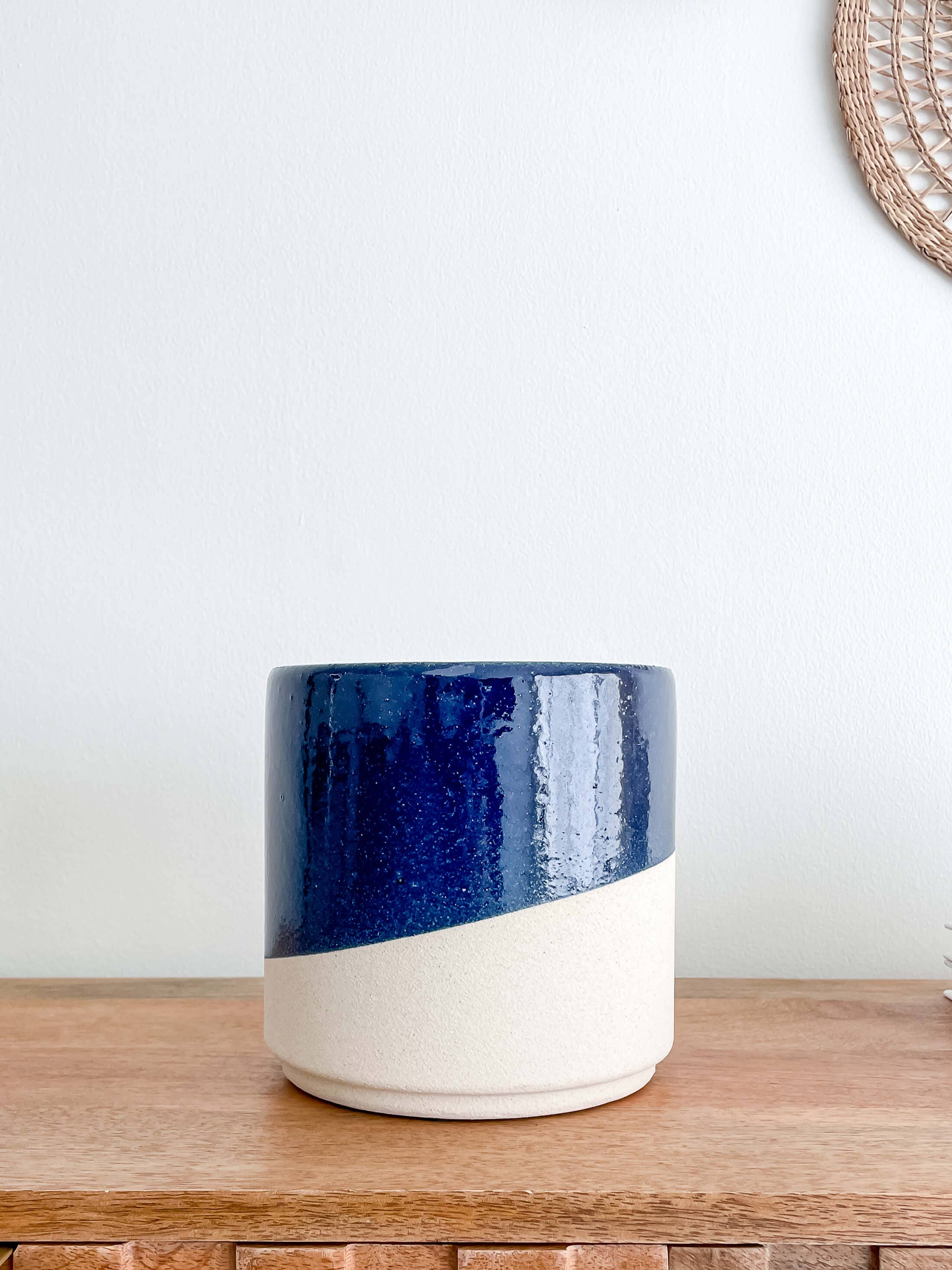 Azura Ceramic Planter Pots, Glossy Blue Color Planters: Medium 5"