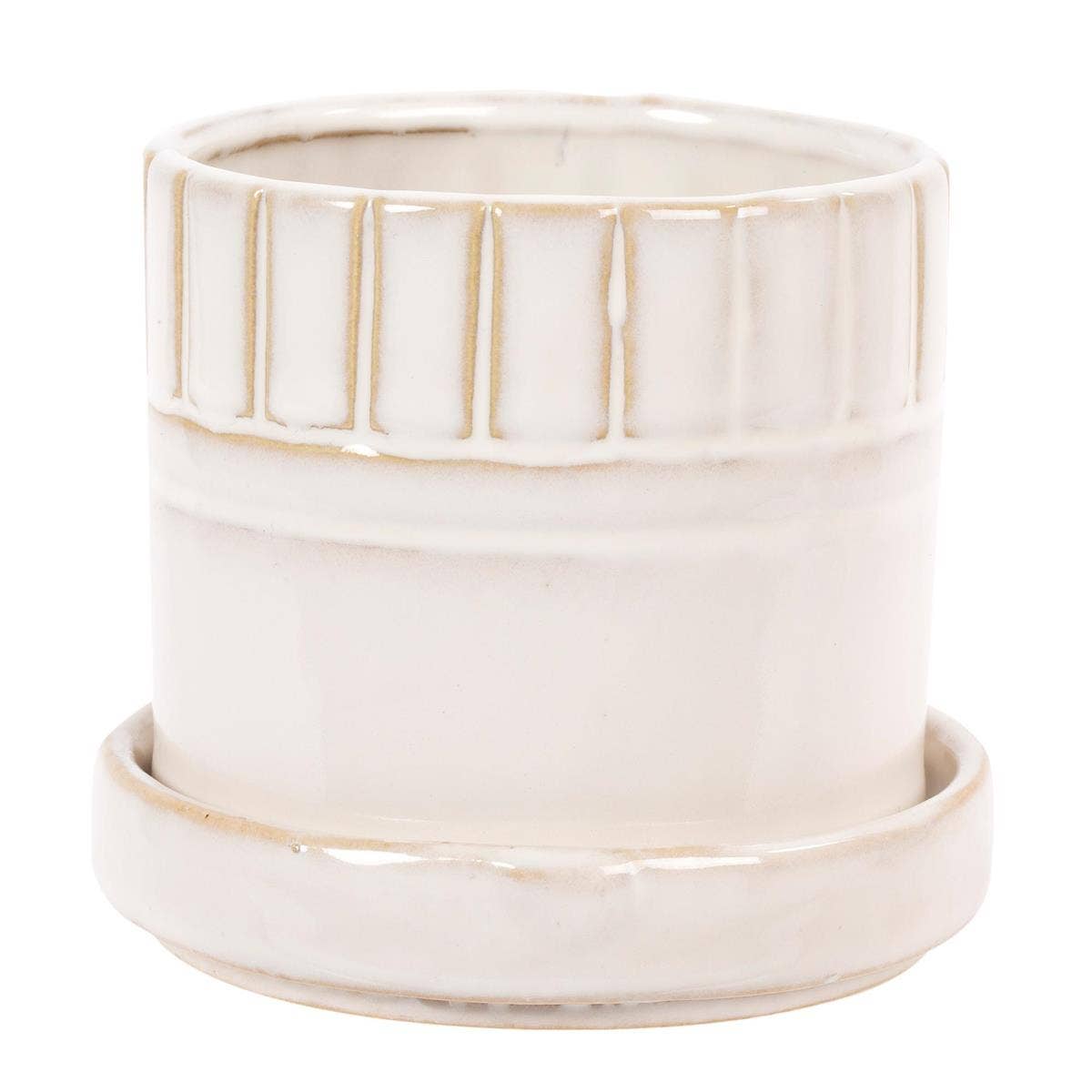 Truu Design Stylish Petra Ceramic Planter with Saucer: Classical