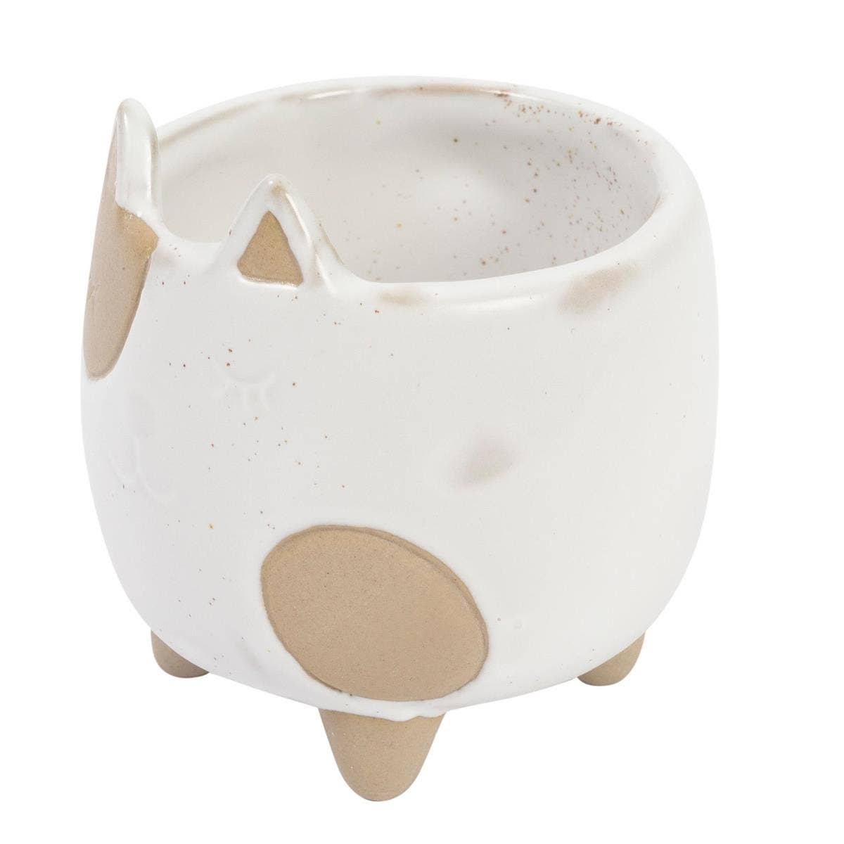 Truu Design Adorable White Kitty Ceramic Planter