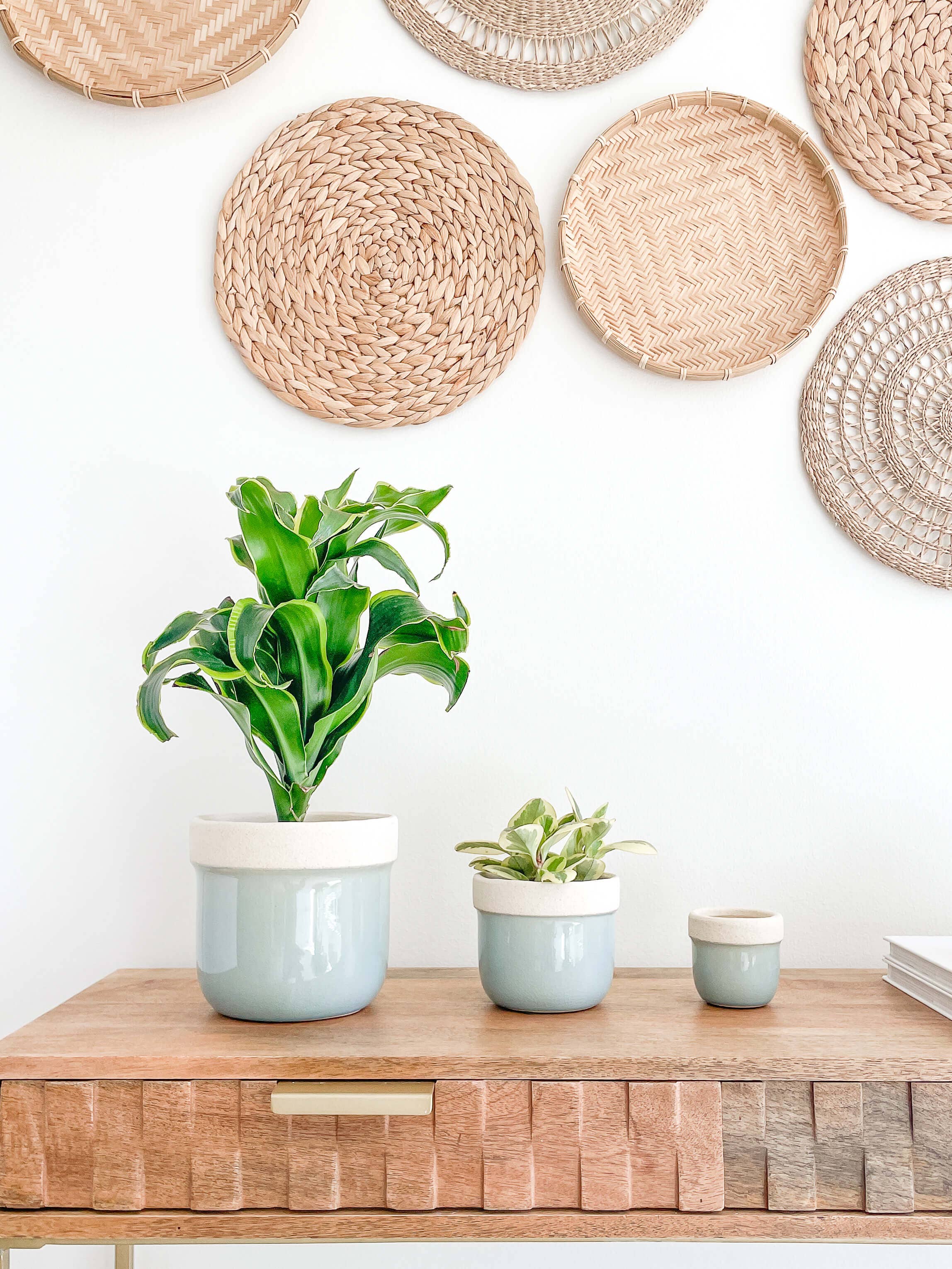 Amalfi Ceramic Planter Pots, Turquoise and White Color: Medium 5"