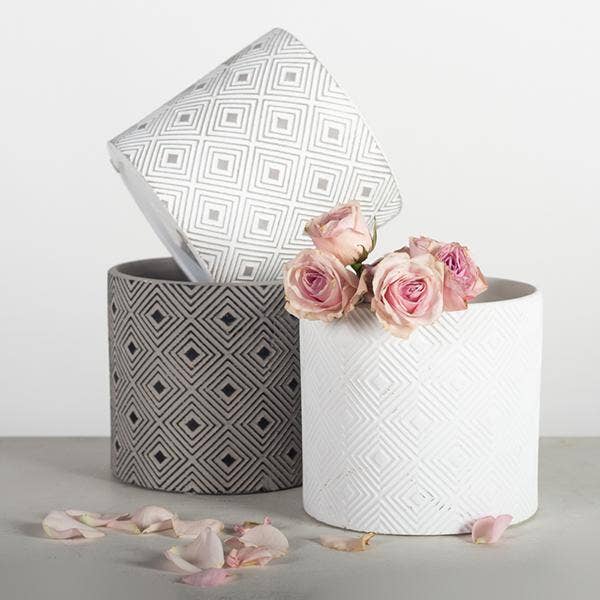 "White On White" Flower Pot