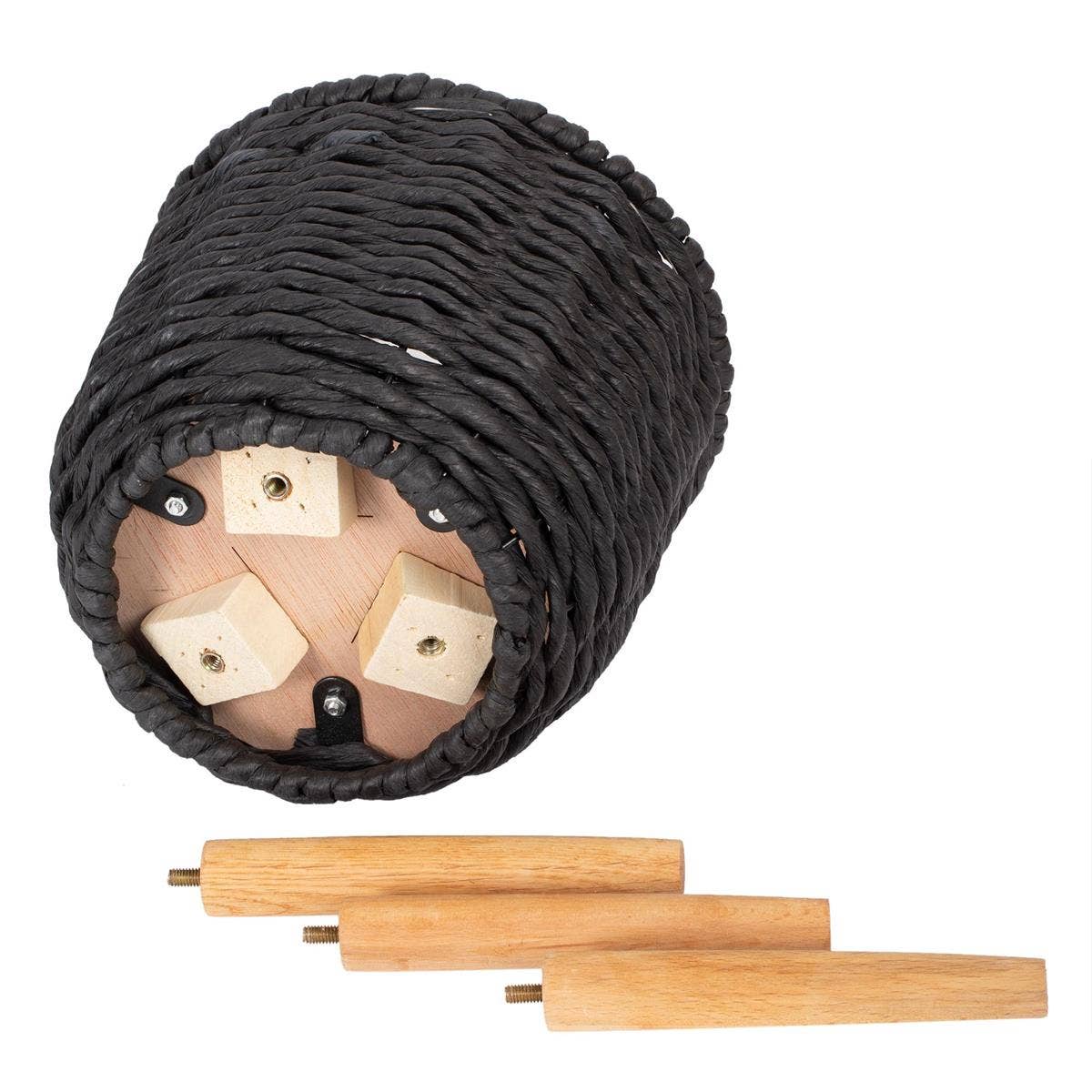 Truu Design Seagrass Wicker Planters with Lining Wood Legs: Cream large