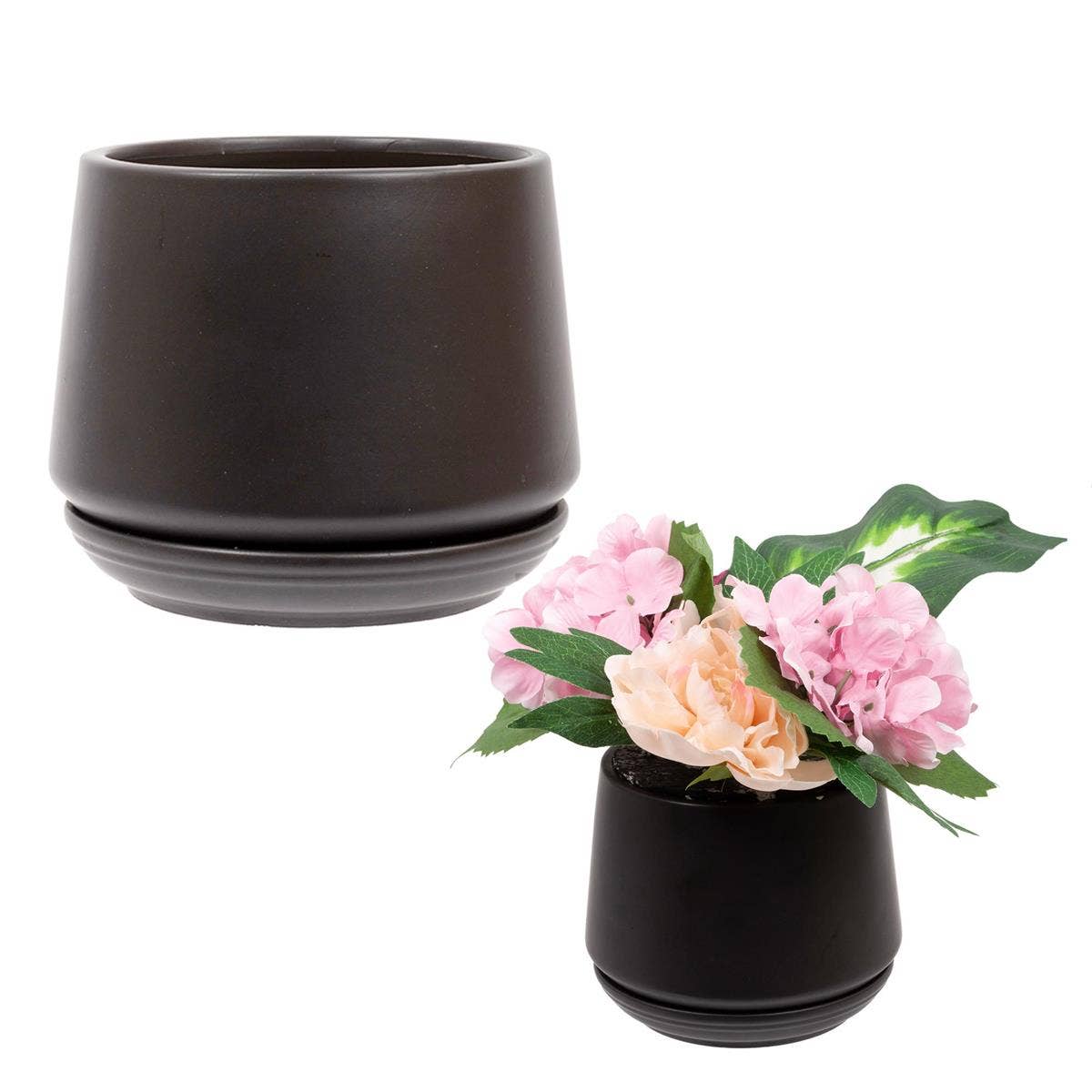 Truu Design Matte Ceramic Plant Pots and Planters-5.9" Dia.