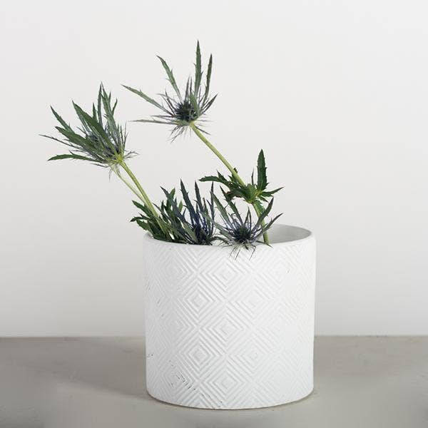 "White On White" Flower Pot