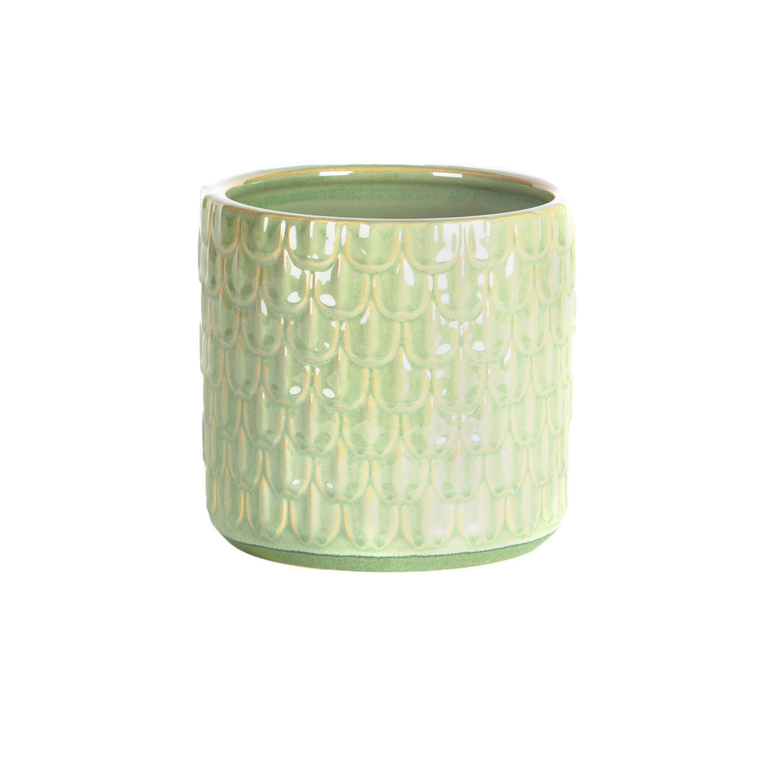 SMALL GREEN EMBOSSED POT