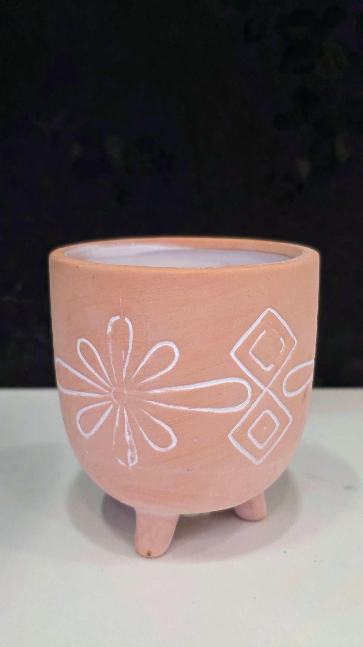 Unglazed Tribal Pedestal Planter