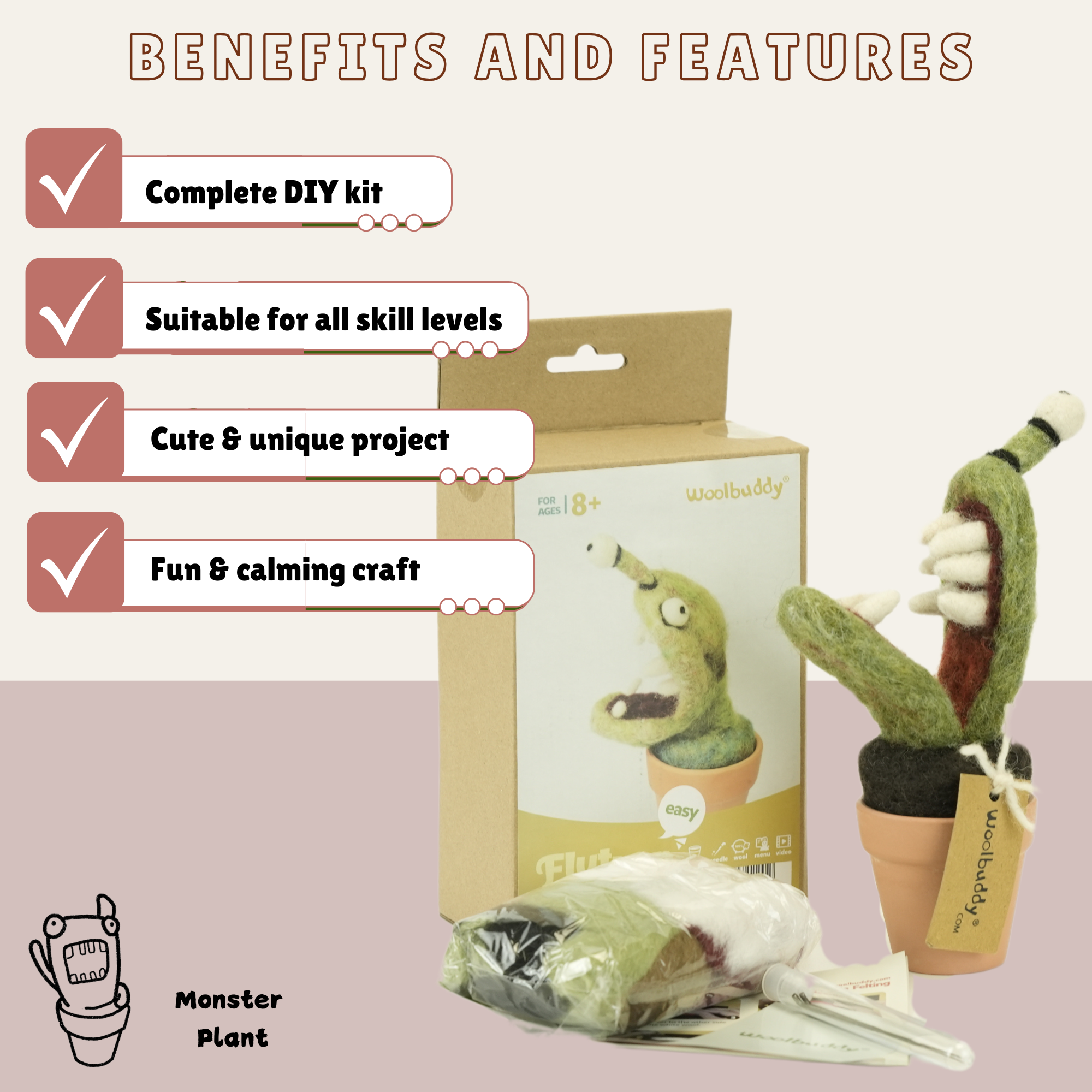 DIY Needle Felting Monster Kit – Flytrap