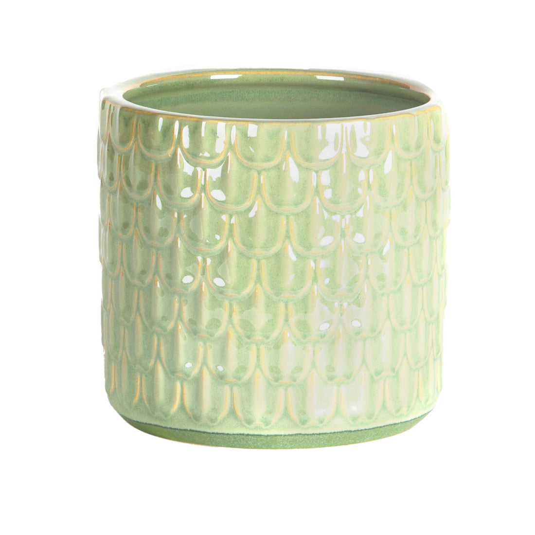 MED GREEN EMBOSSED POT