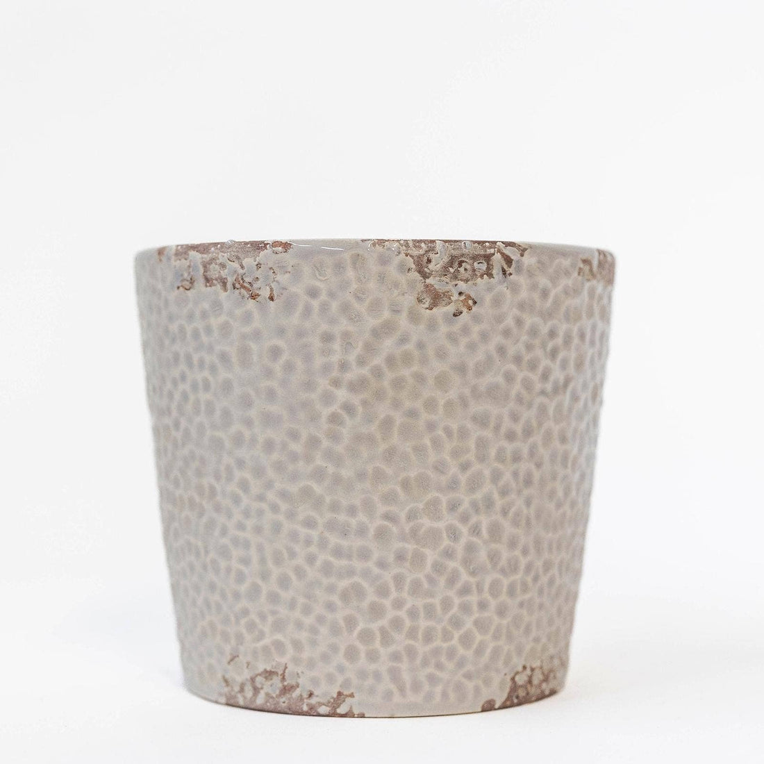 Textured Flower Pot - Beige, Brown and Antique Cream Colours