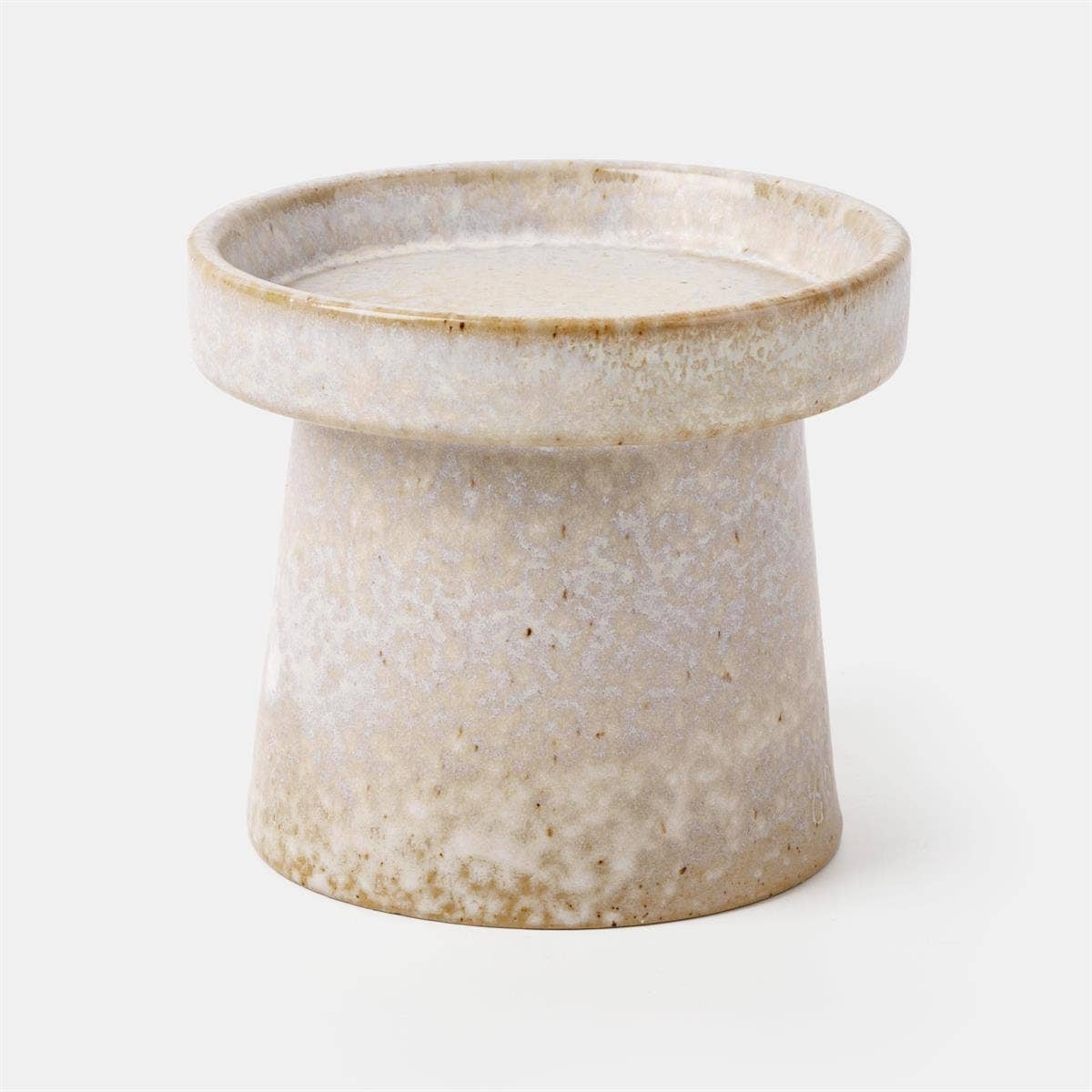 Reactive Glaze Pillar Candle Holder , 4&quot;D x 3.5&quot;H, bubble