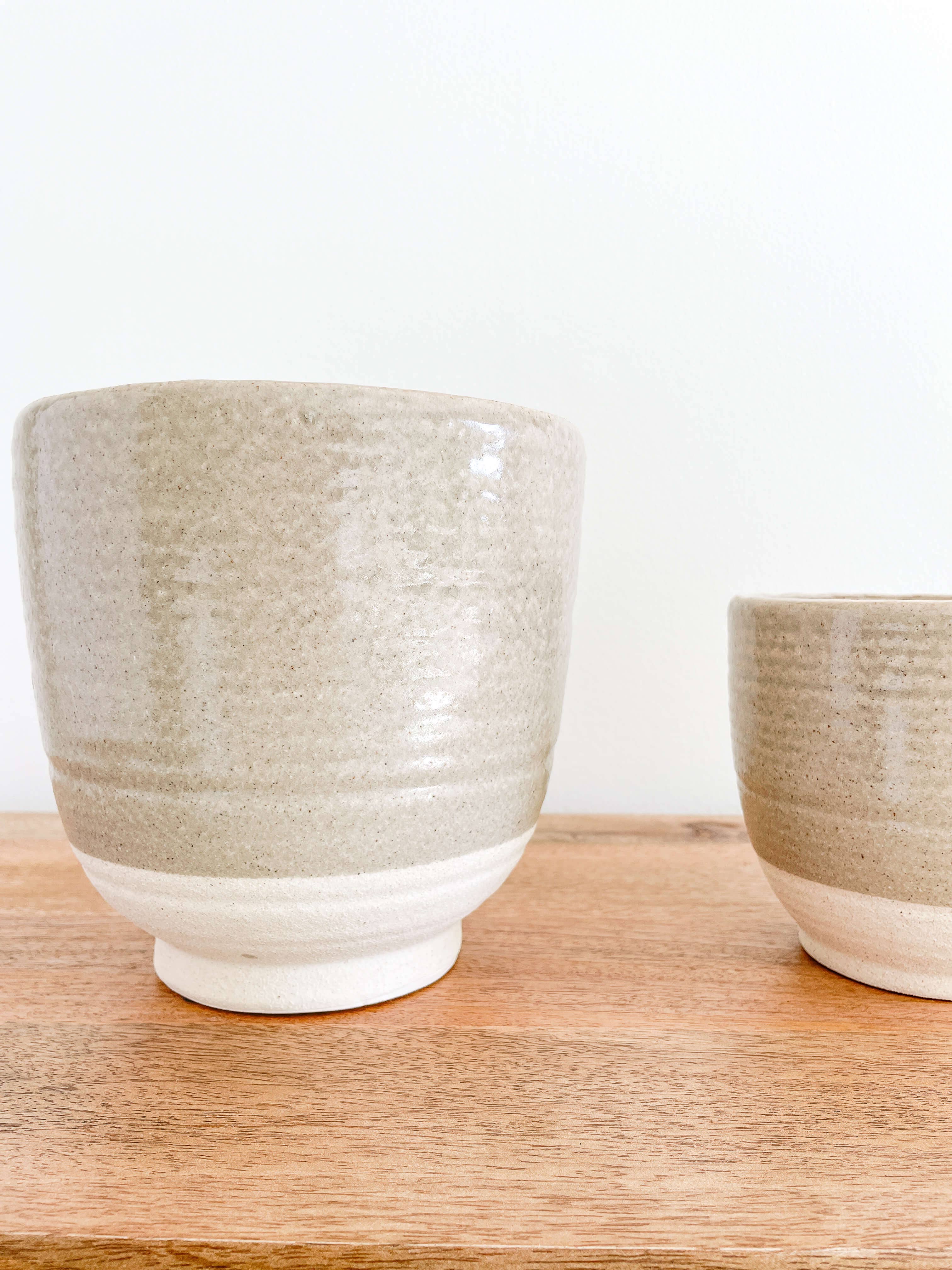 Sophia Ceramic Planters Pots, Earthy Beige Color Planter: Medium 5&quot;