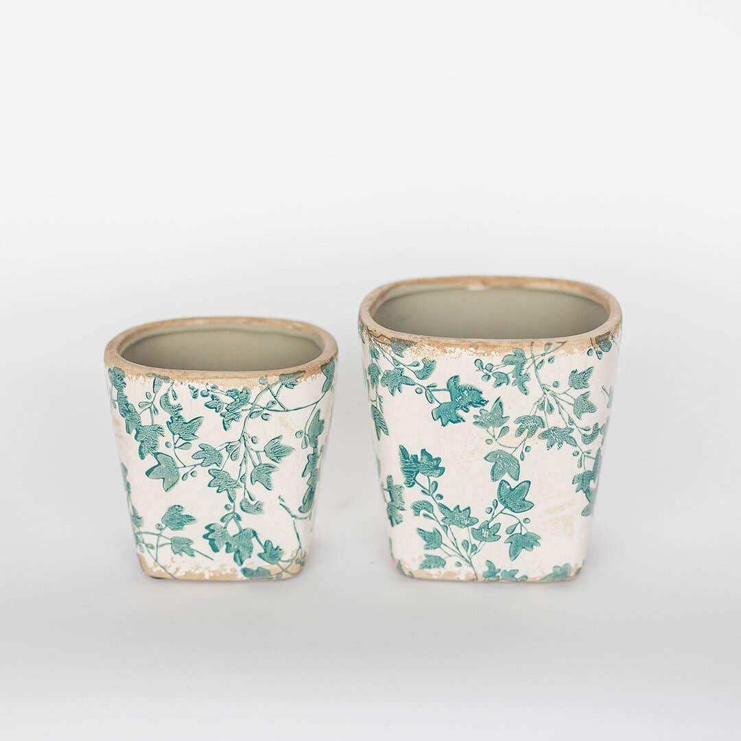 Glazed Ceramic Flower Pots, Set of 2