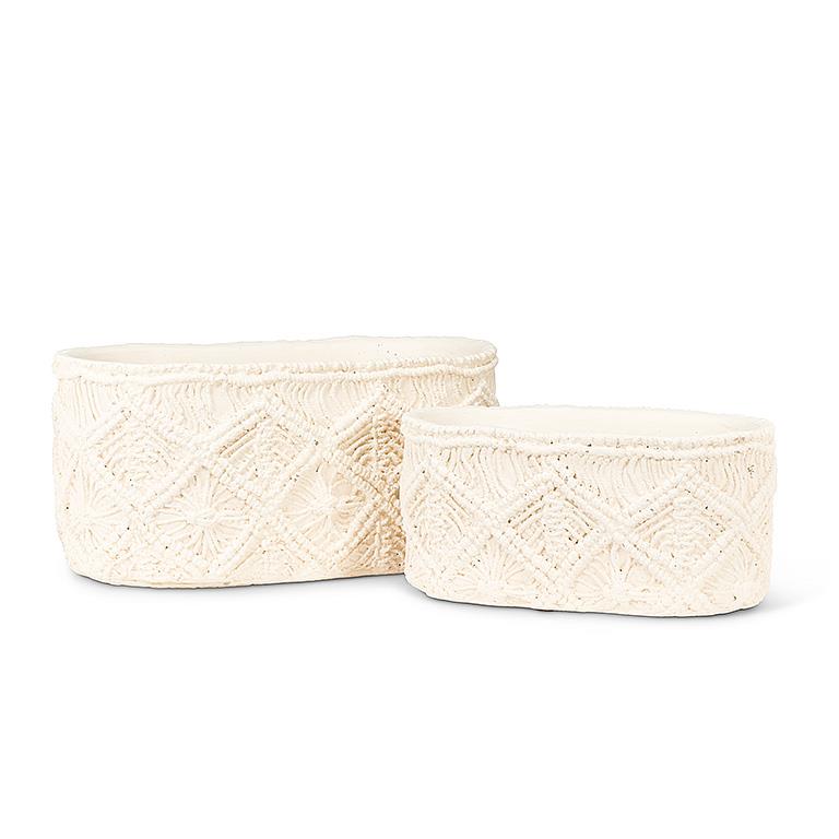 Macrame Style Oval Planter-6x10.5&quot;L
