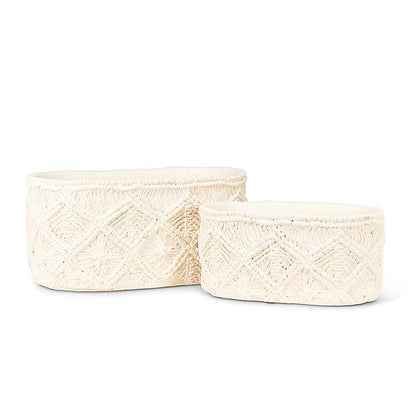 Macrame Style Oval Planter-6x10.5&quot;L
