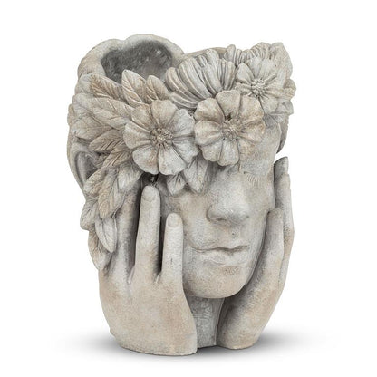 Woman w/Flower Halo Planter-9.5&quot;H