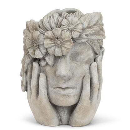 Woman w/Flower Halo Planter-9.5&quot;H
