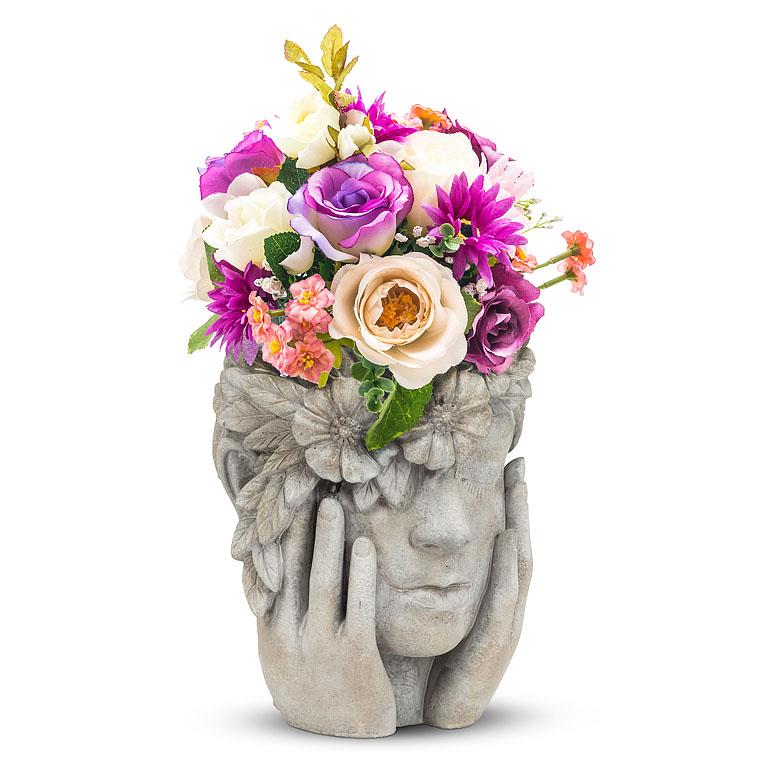 Woman w/Flower Halo Planter-9.5&quot;H