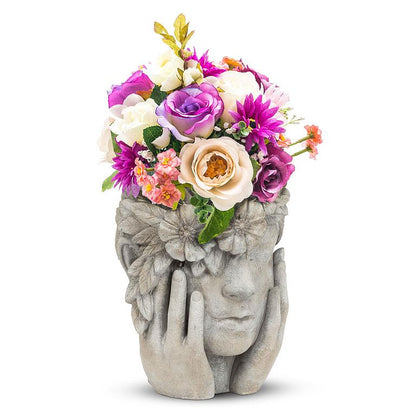 Woman w/Flower Halo Planter-9.5&quot;H