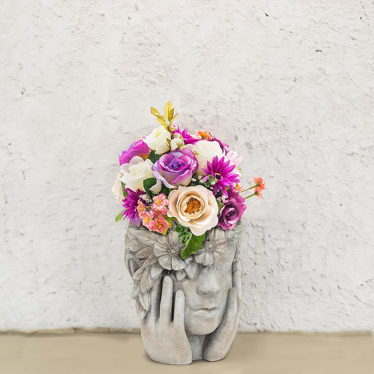 Woman w/Flower Halo Planter-9.5&quot;H