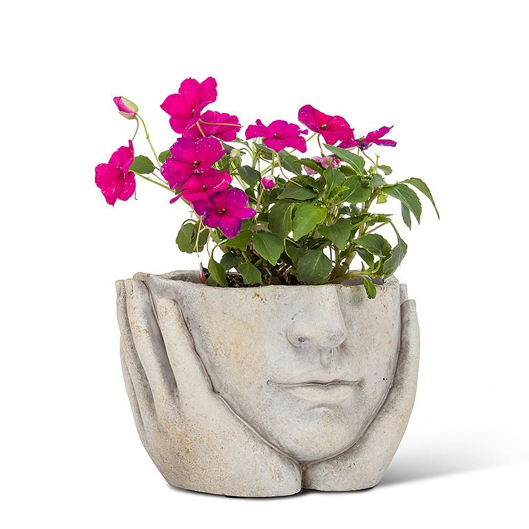 Sm Face in Hands Planter-4.5&quot;H