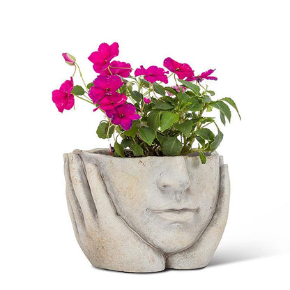 Sm Face in Hands Planter-4.5&quot;H