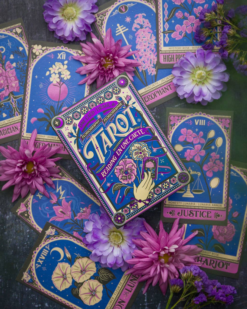 One Card Tarot Reading - Floriography - Purple Foil