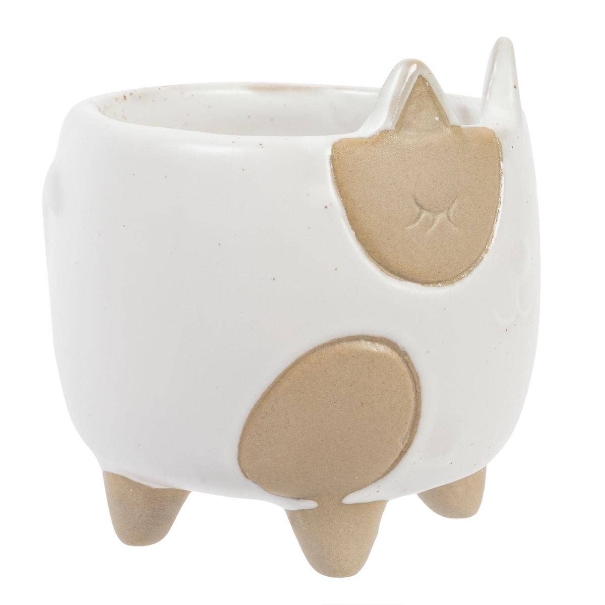 Truu Design Adorable White Kitty Ceramic Planter