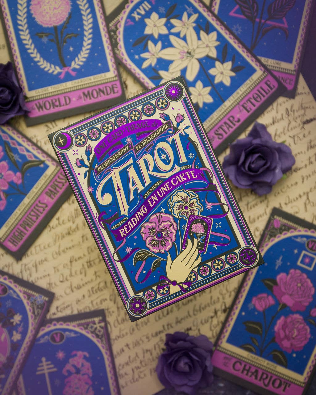 One Card Tarot Reading - Floriography - Purple Foil