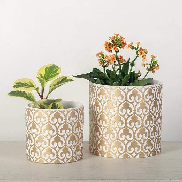 Cement Flowerpots, Set of 2