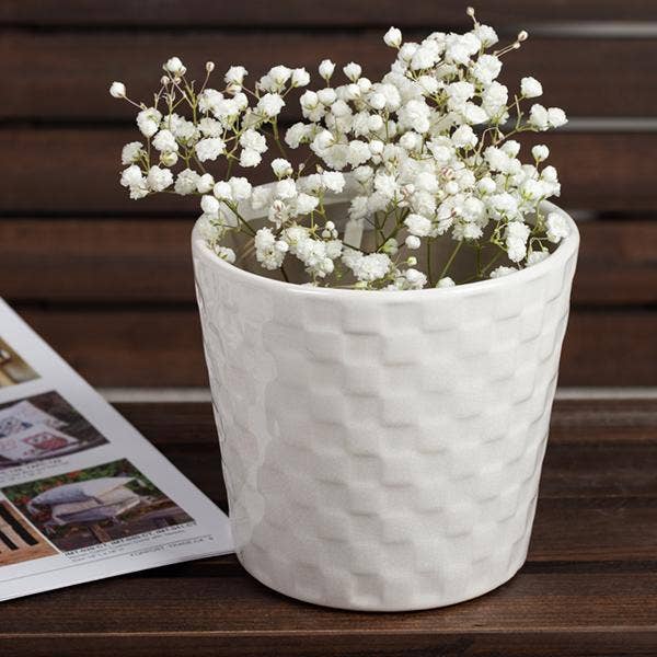 &quot;White On White&quot; Flower Pot
