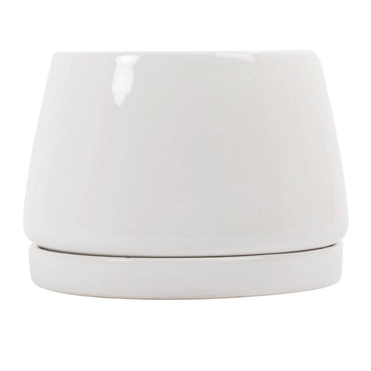 Cylindrical Ceramic Planter With Saucer, 5"D/7.5"D: 5"D