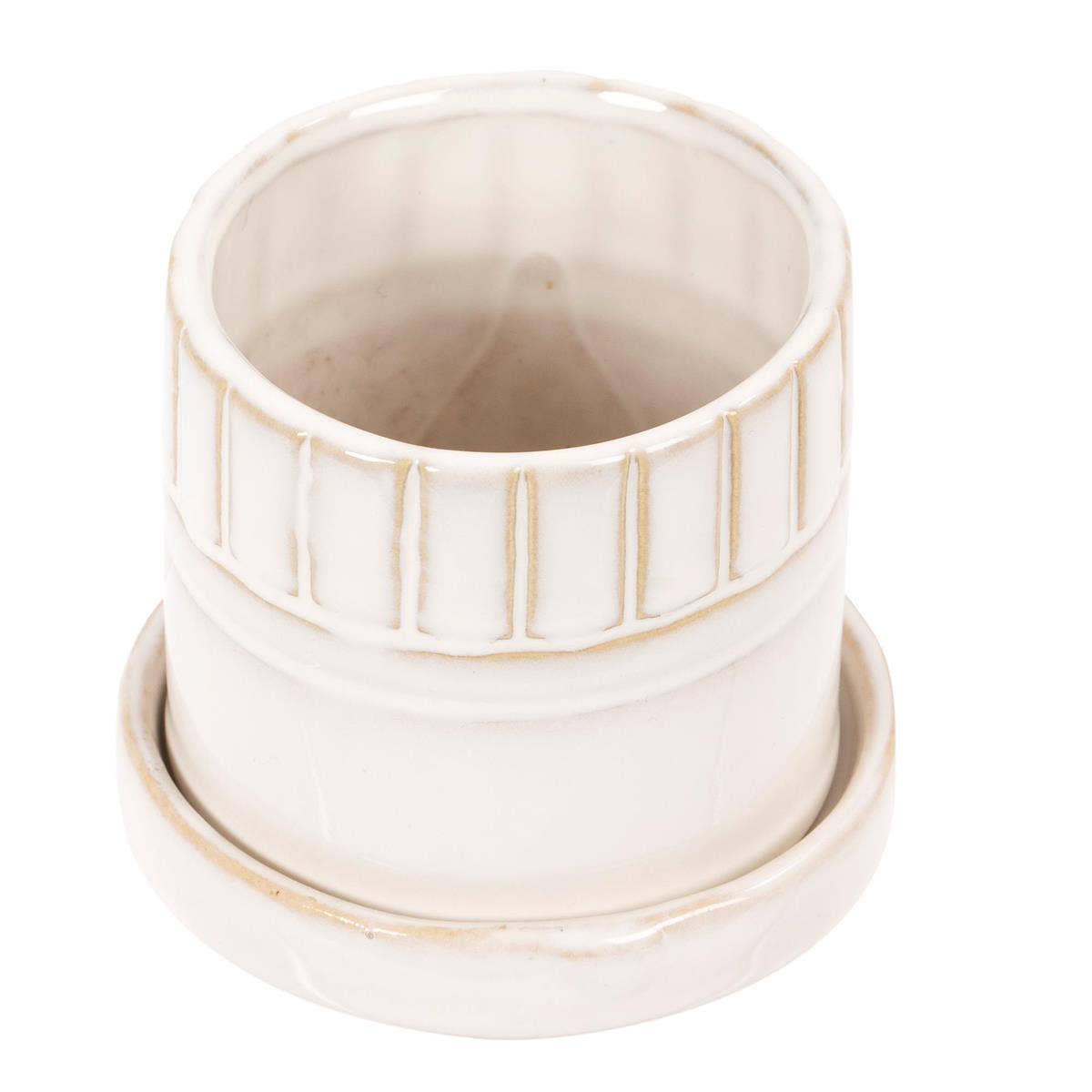 Truu Design Stylish Petra Ceramic Planter with Saucer: Classical