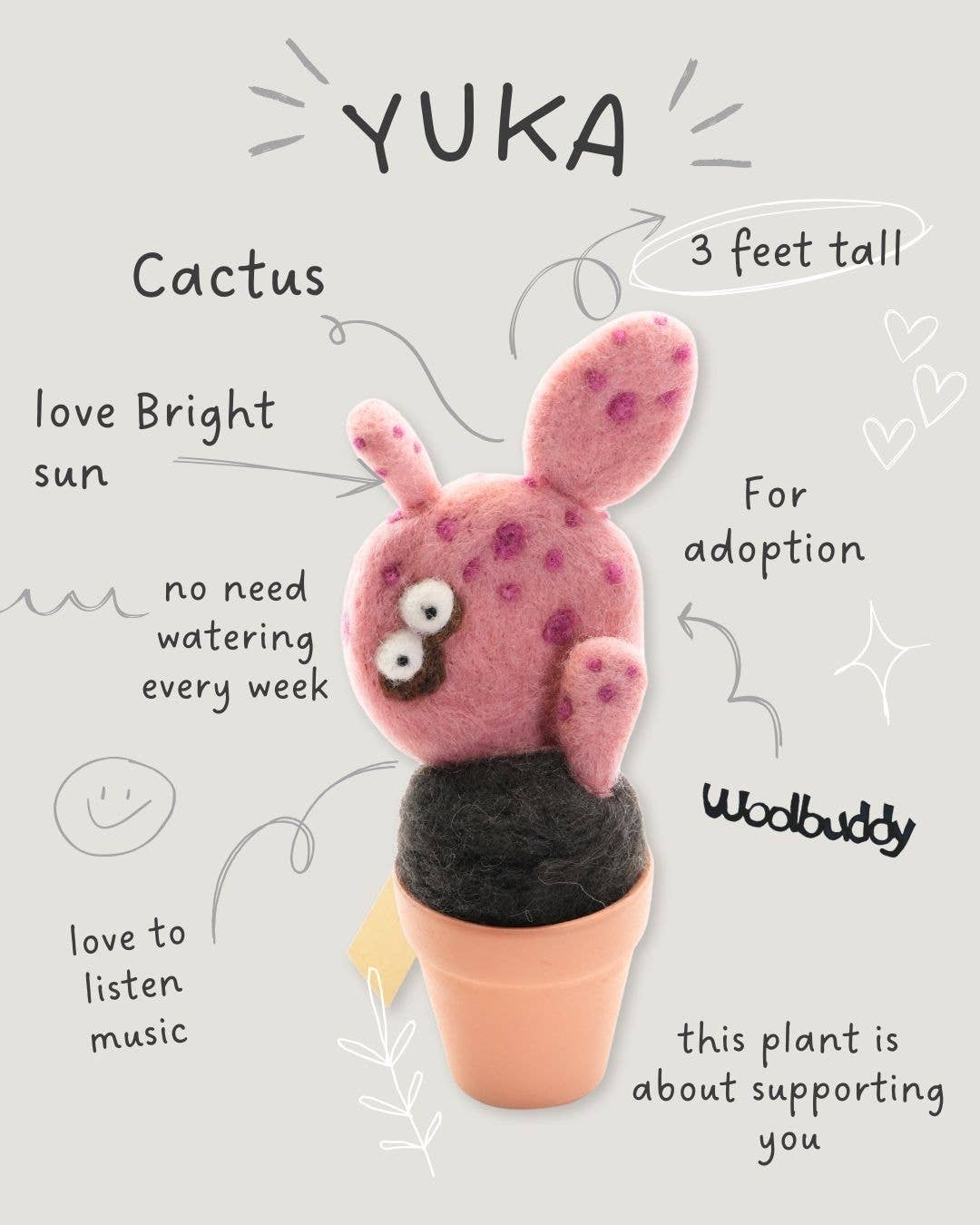 Handmade Wool Needle Felted Yuka Plant