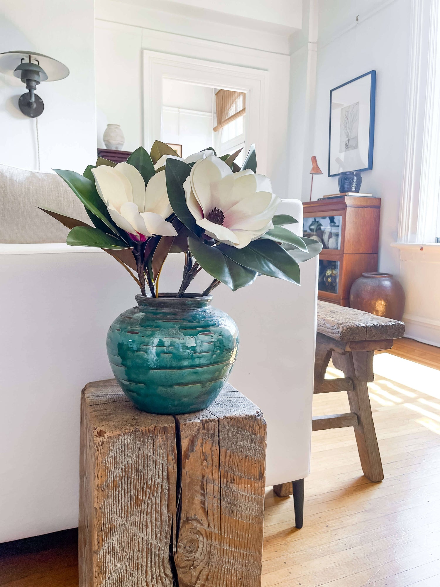 Selva Vintage-Style Vase – Emerald Crackled Glaze: Medium