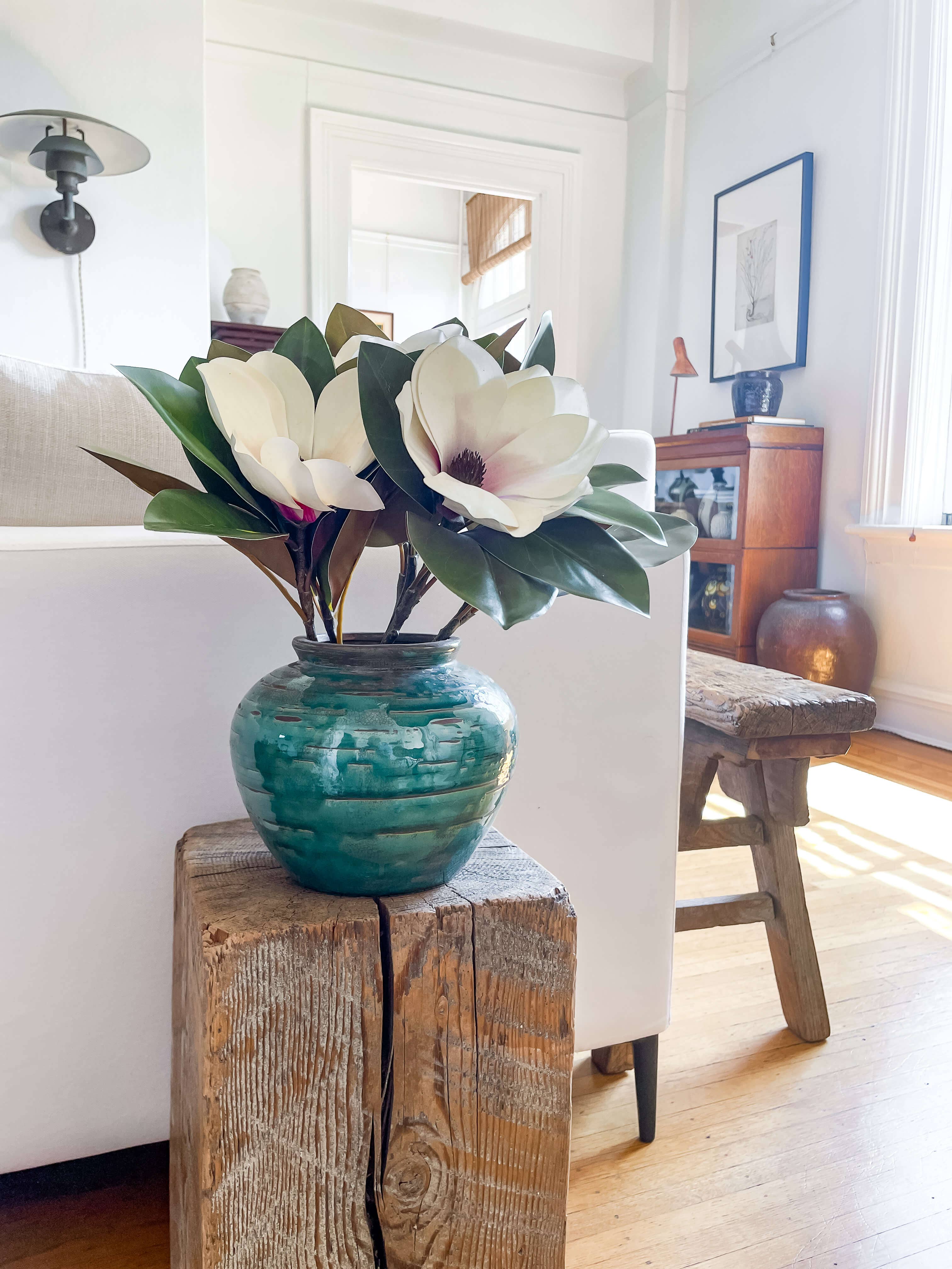 Selva Vintage-Style Vase – Emerald Crackled Glaze: Medium