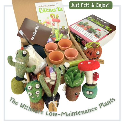 DIY Needle Felting Cactus Kit – 6 Monster Plants Design
