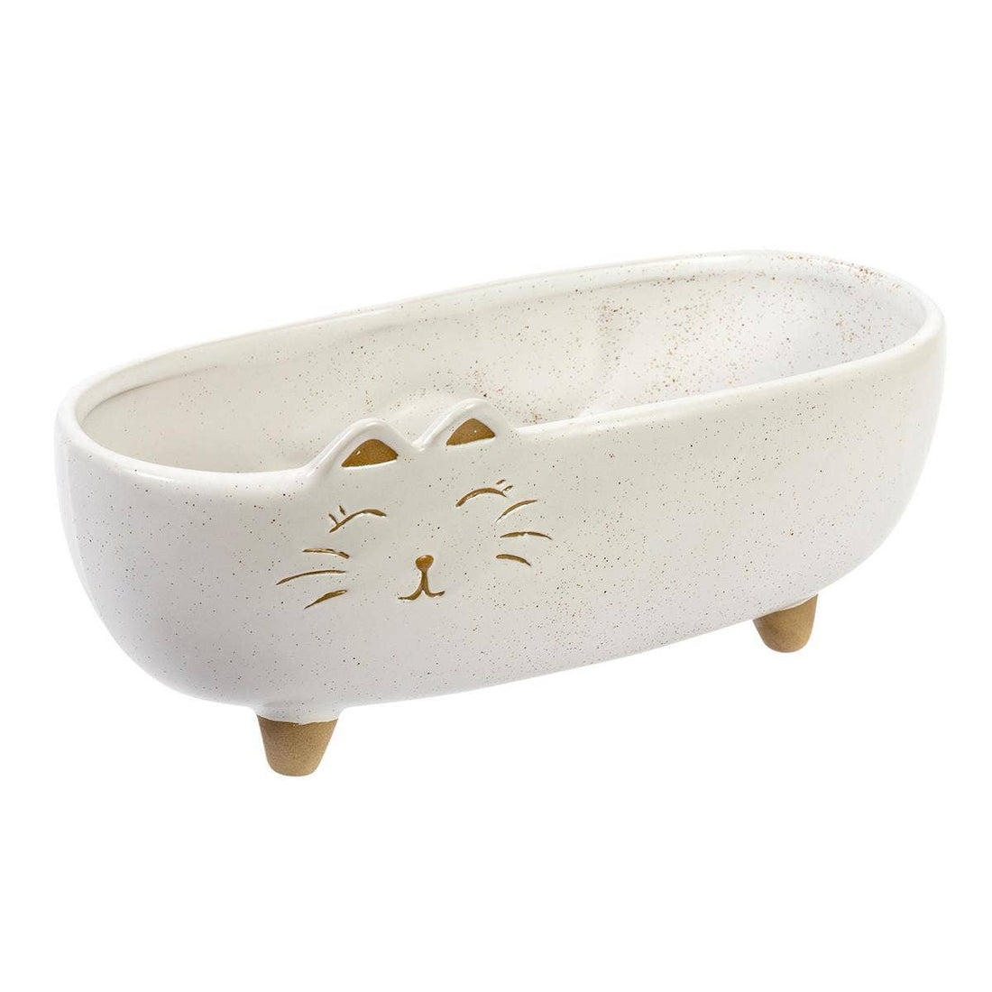 Truu Design Long Kitty Ceramic Planter, 8.2"x3.4"x3.5"