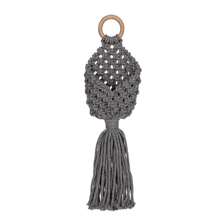 Macrame Wall Pouch-Grey-6&quot;H