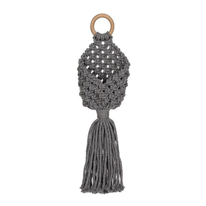 Macrame Wall Pouch-Grey-6&quot;H