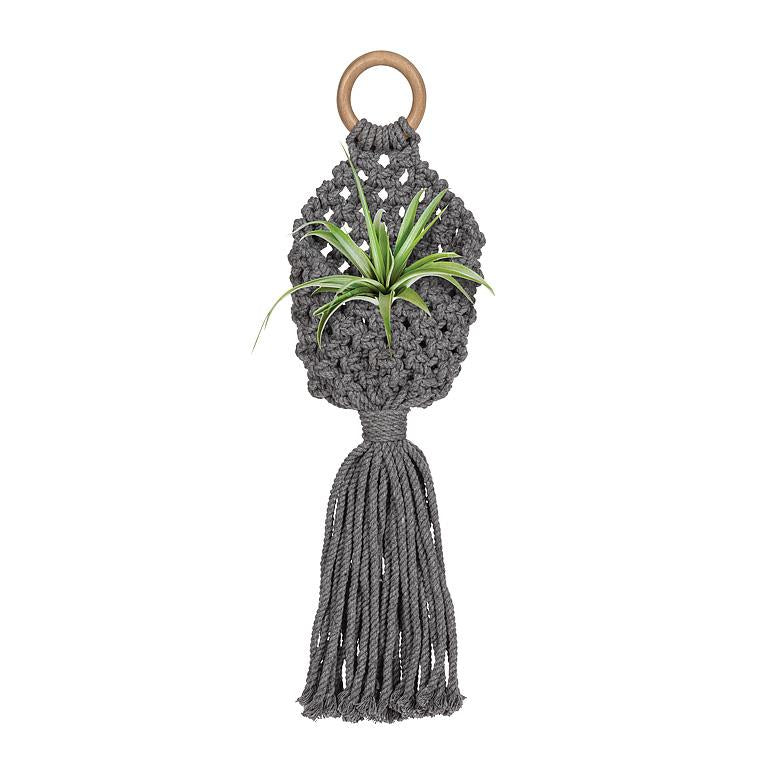 Macrame Wall Pouch-Grey-6&quot;H