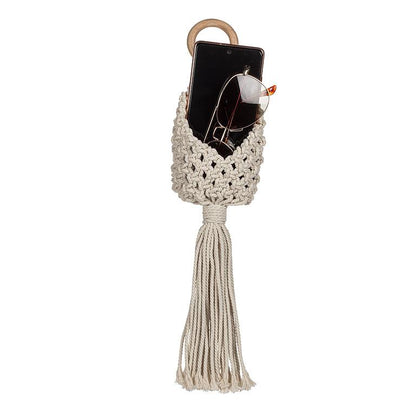 Macrame Wall Pouch-Ivory-6&quot;H